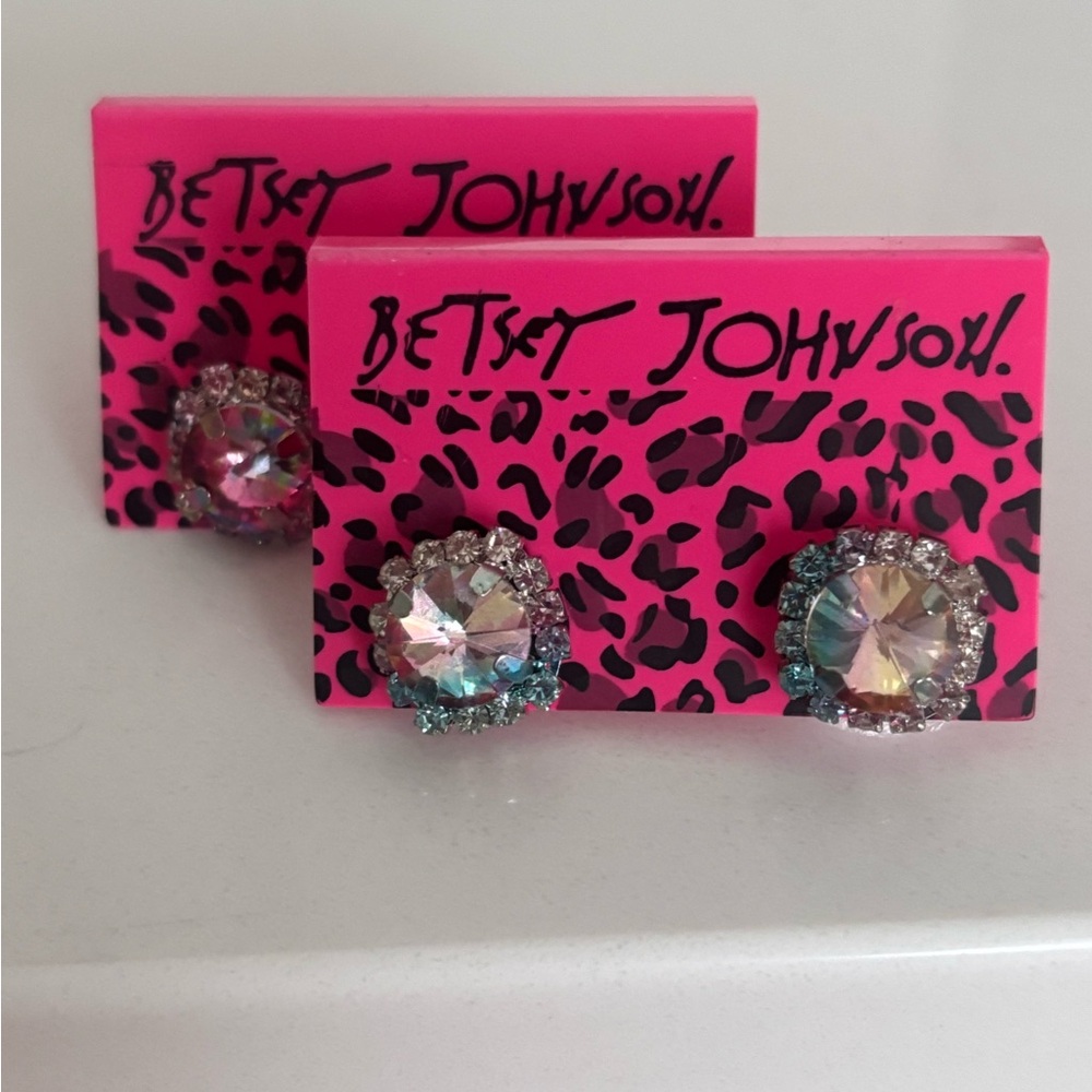 Betsey Johnson Multicolor Crystal Earrings 2 pairs.